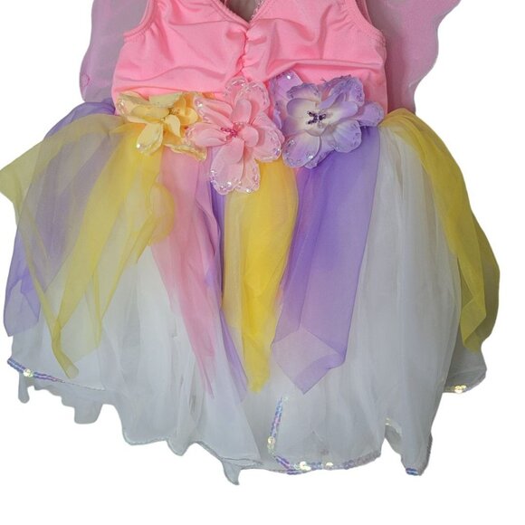 Curtain Call Costumes CSM Childs Small Leotard Dance Tulle Butterfly Wings Pink - Picture 3 of 16